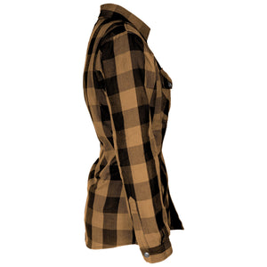 Protective Flannel Shirt for Women - Camel Checkered with Pads