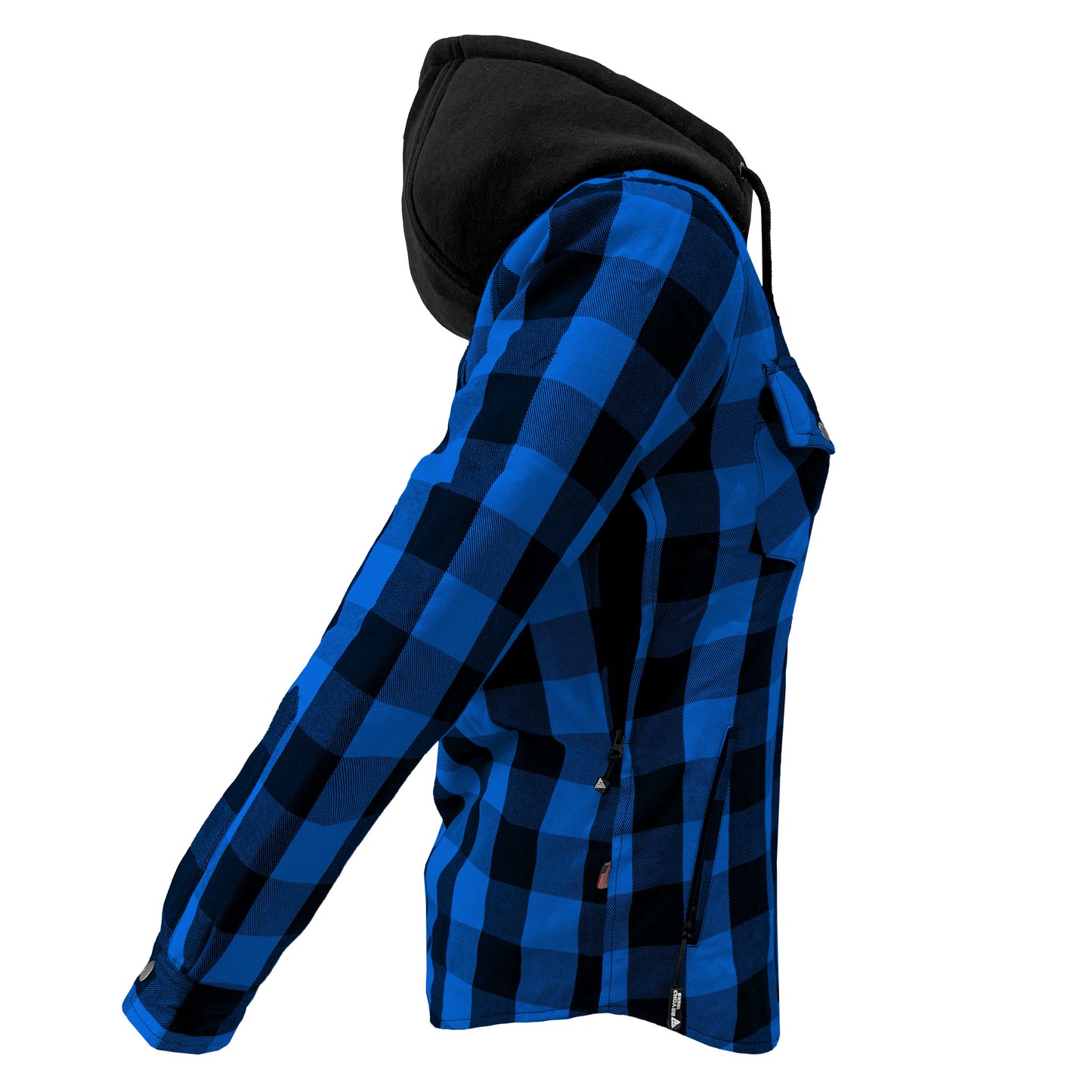 Protective Flannel Hoodie for Women - Blue and Black Checkered with Pads