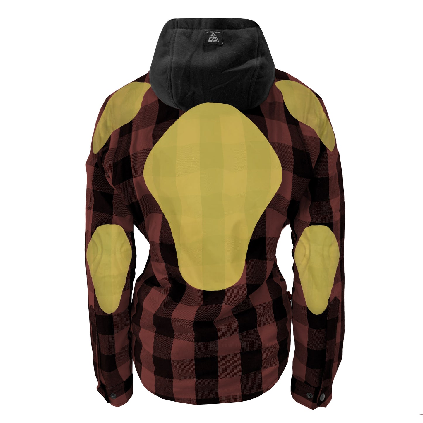 Protective Flannel Hoodie for Women - Brown and Black Checkered with Pads