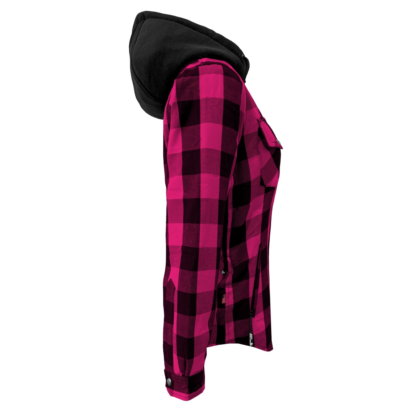 SALE Protective Flannel Hoodie for Women - Pink and Black Checkered with Pads
