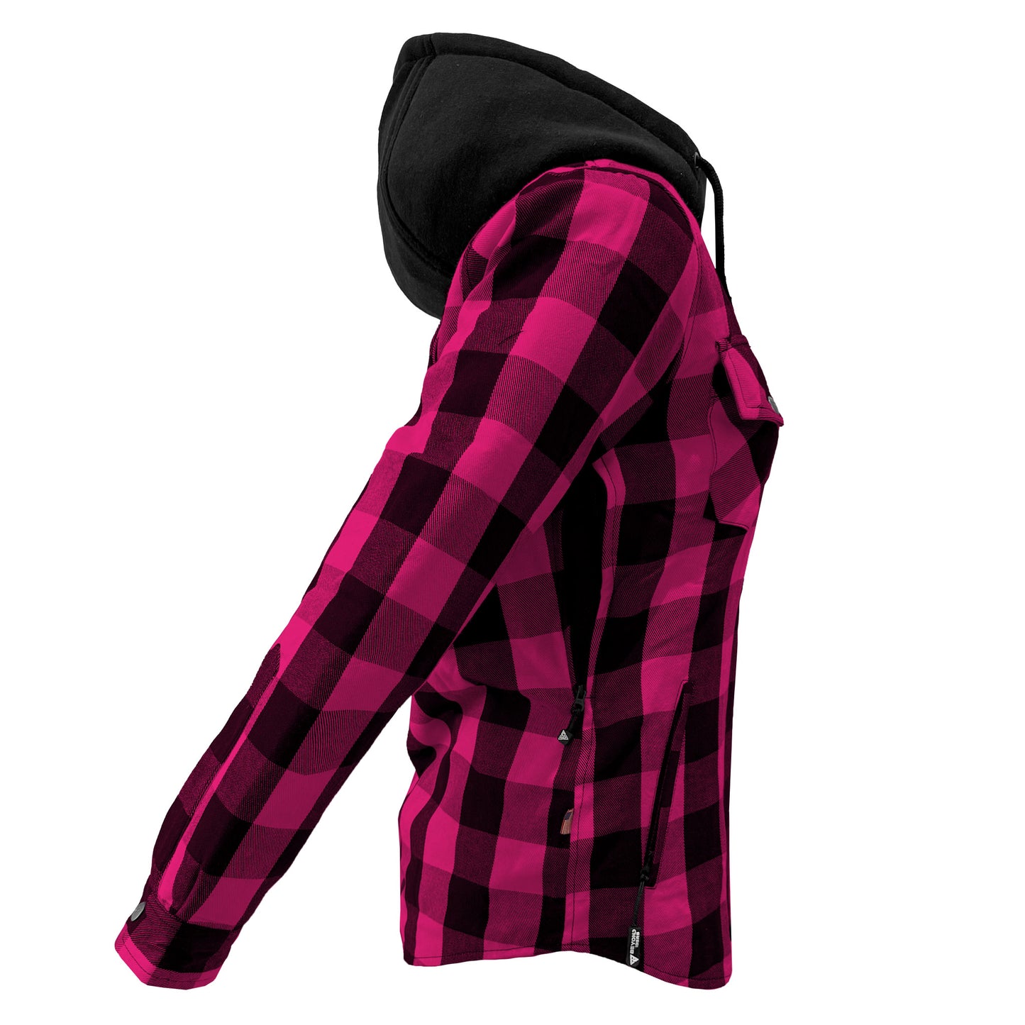 SALE Protective Flannel Hoodie for Women - Pink and Black Checkered with Pads