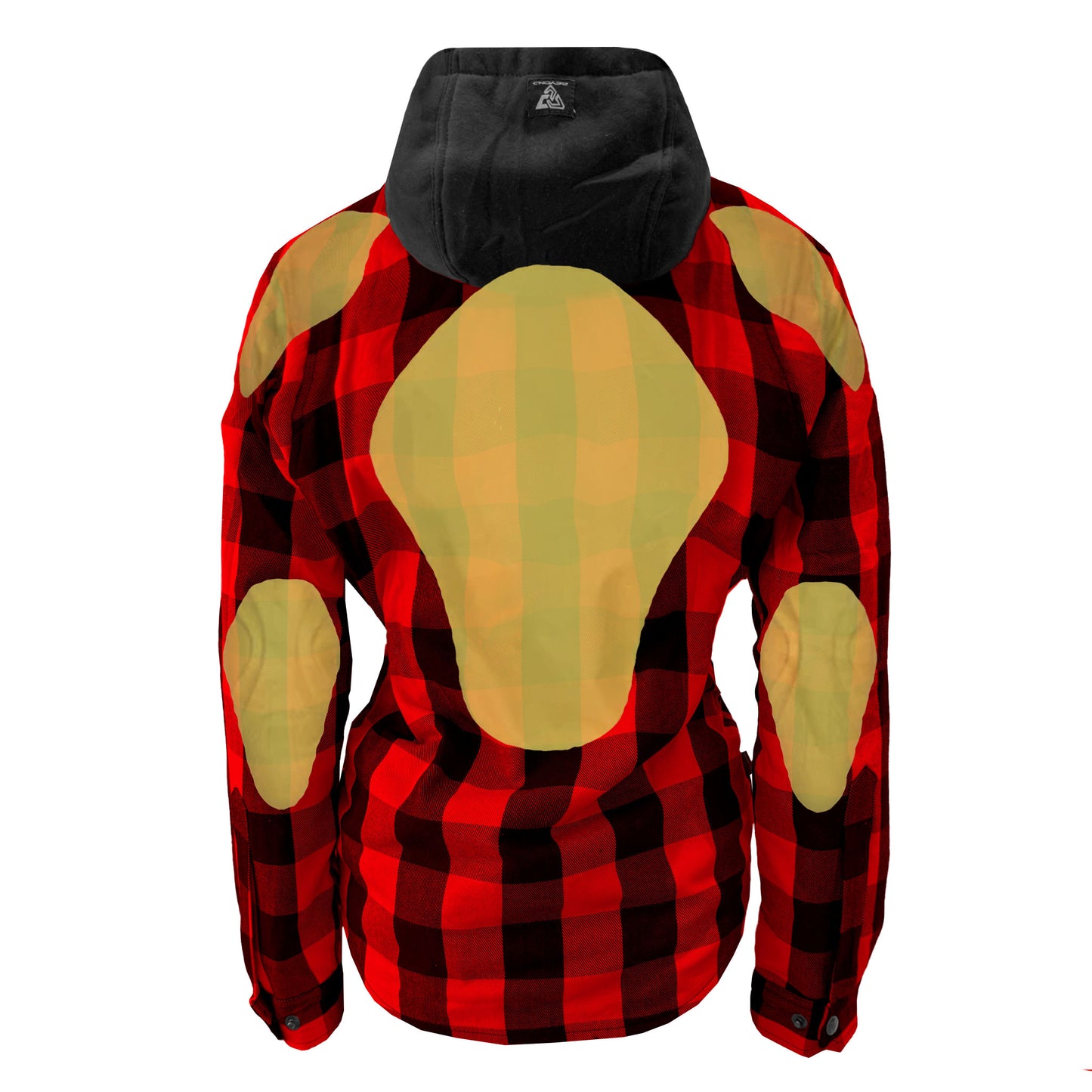 Protective Flannel Hoodie for Women - Red and Black Checkered with Pads