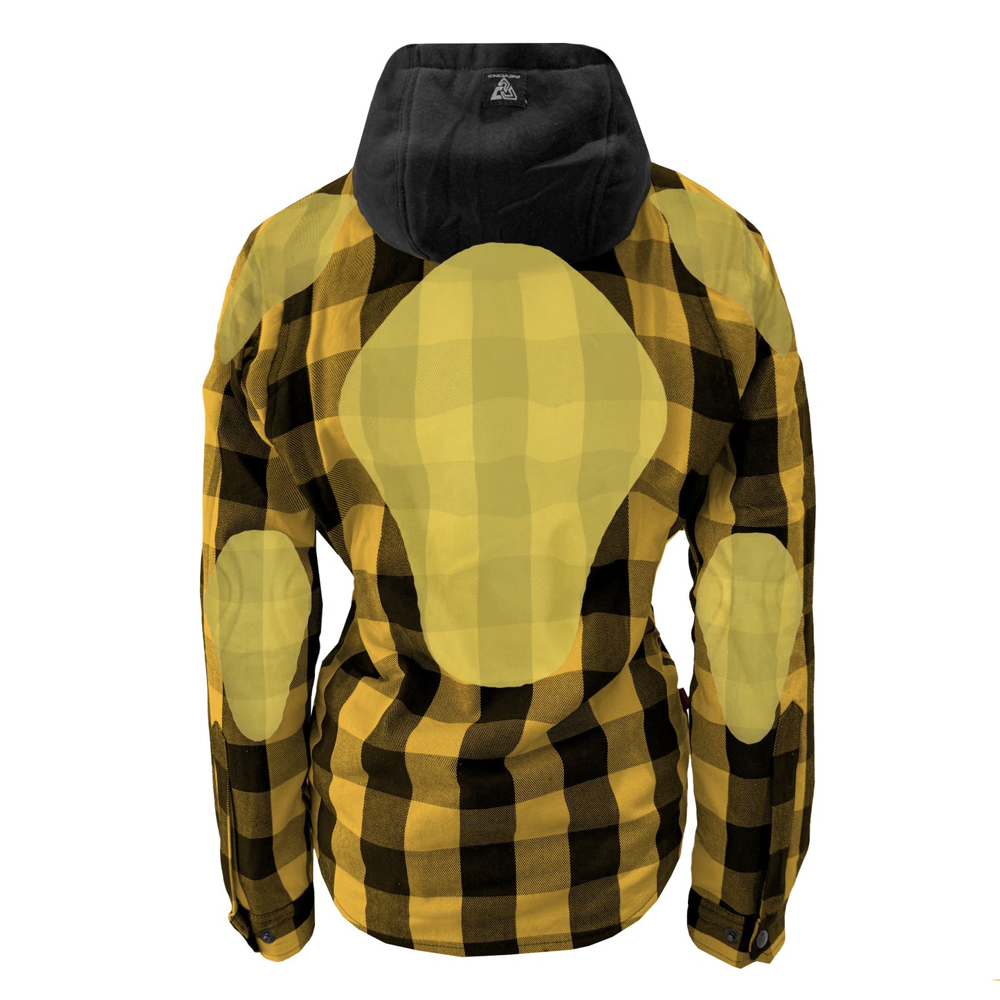 Protective Flannel Hoodie for Women - Yellow and Black Checkered with Pads