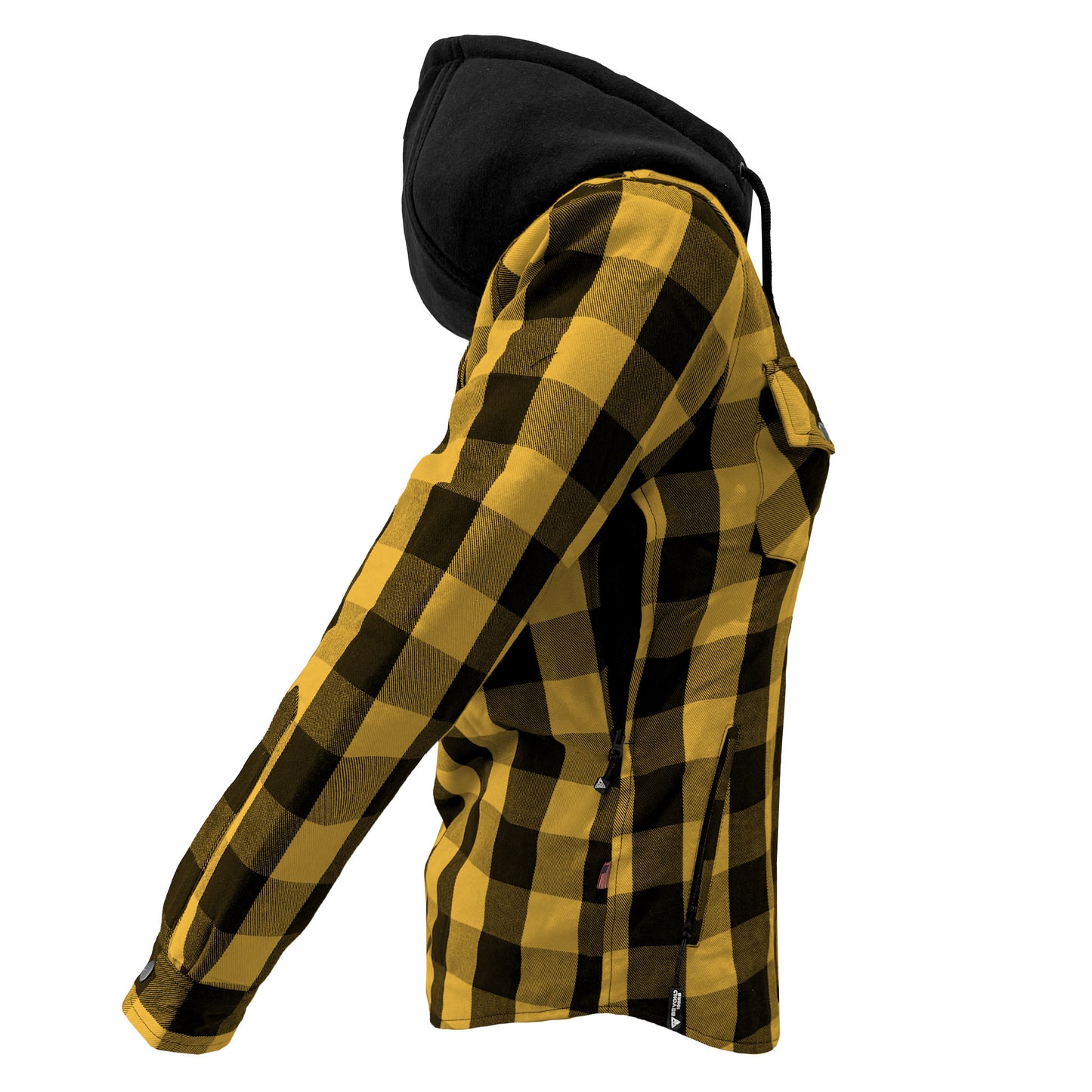 Protective Flannel Hoodie for Women - Yellow and Black Checkered with Pads