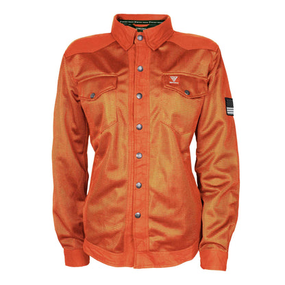 SALE Protective Summer Mesh Shirt for Women - Orange Solid with Pads