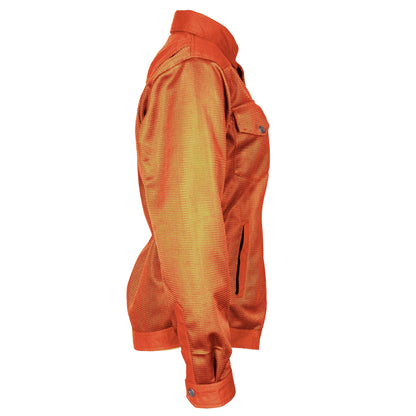 SALE Protective Summer Mesh Shirt for Women - Orange Solid with Pads