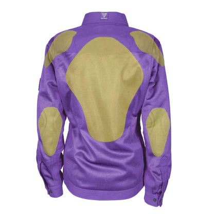 Protective Summer Mesh Shirt for Women - Purple Solid with Pads