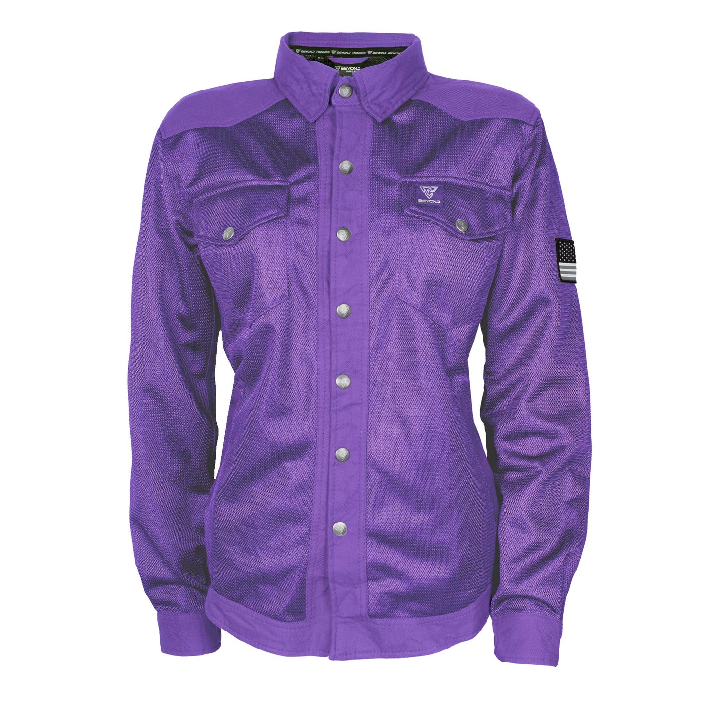 Protective Summer Mesh Shirt for Women - Purple Solid with Pads