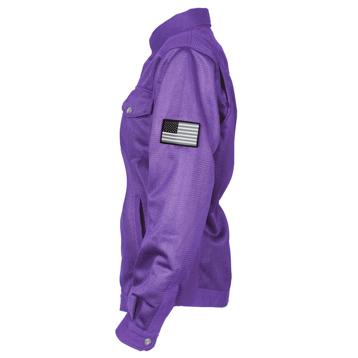 Protective Summer Mesh Shirt for Women - Purple Solid with Pads