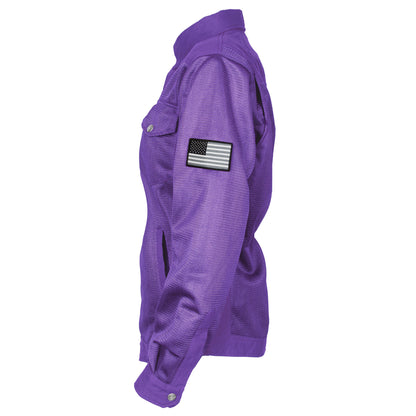 Protective Summer Mesh Shirt for Women - Purple Solid with Pads