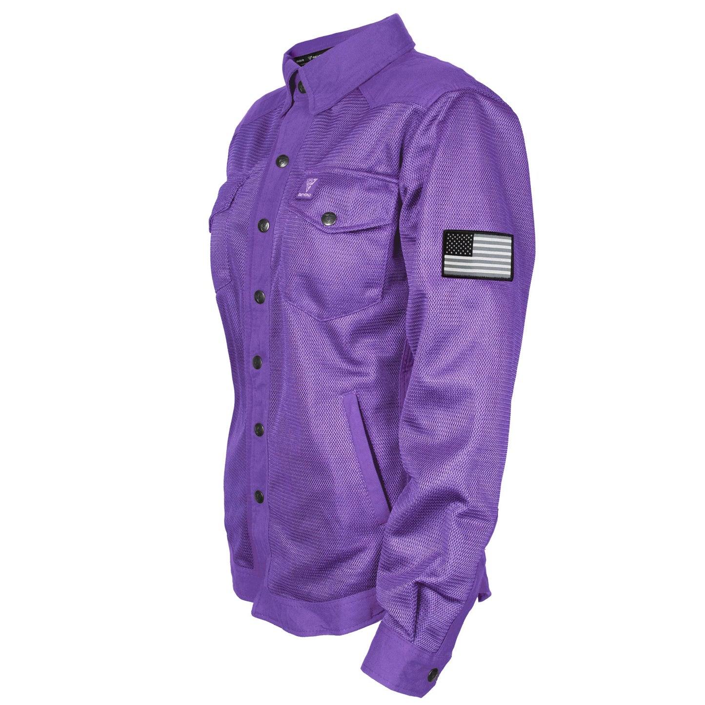 Protective Summer Mesh Shirt for Women - Purple Solid with Pads