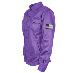 Protective Summer Mesh Shirt for Women - Purple Solid with Pads