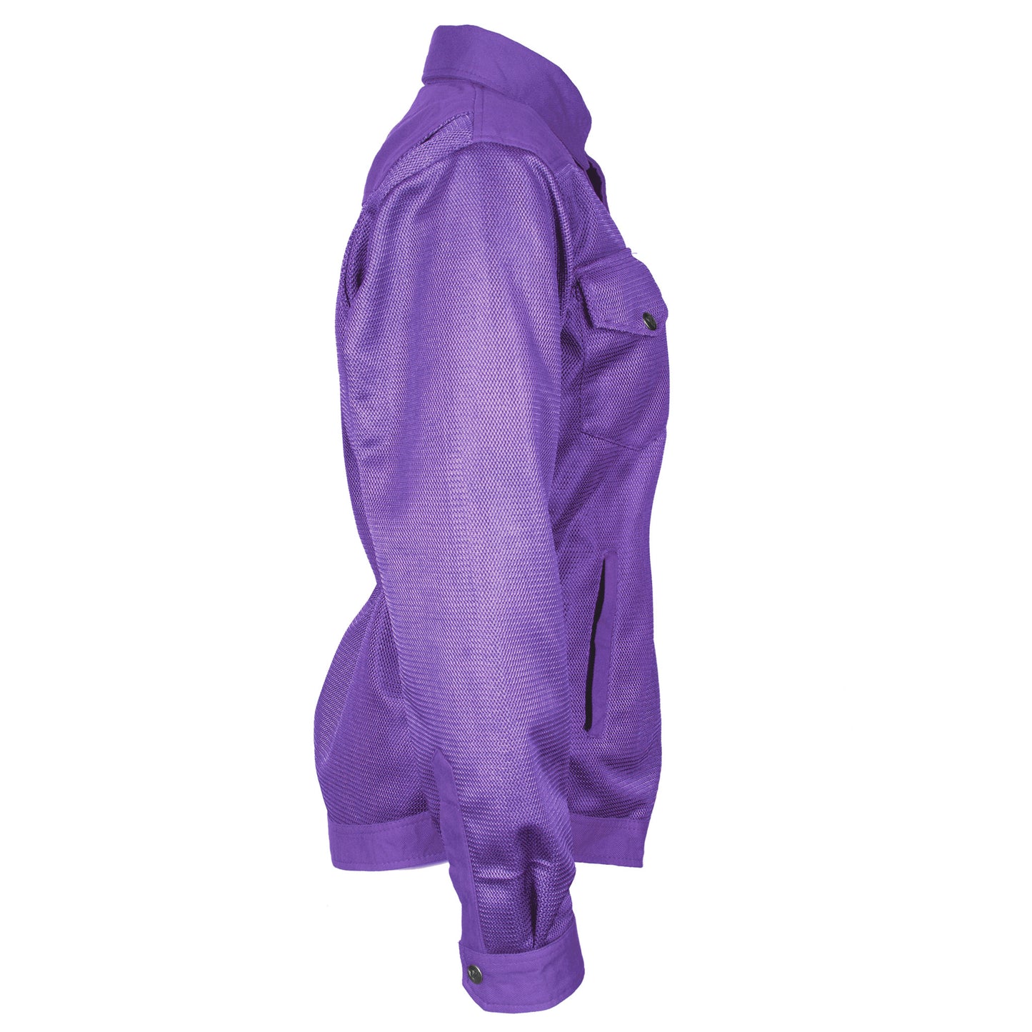 Protective Summer Mesh Shirt for Women - Purple Solid with Pads