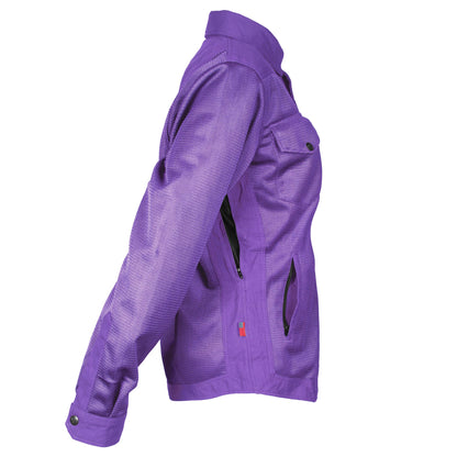 Protective Summer Mesh Shirt for Women - Purple Solid with Pads