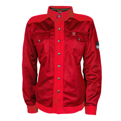 SALE Protective Summer Mesh Shirt for Women - Red Solid with Pads