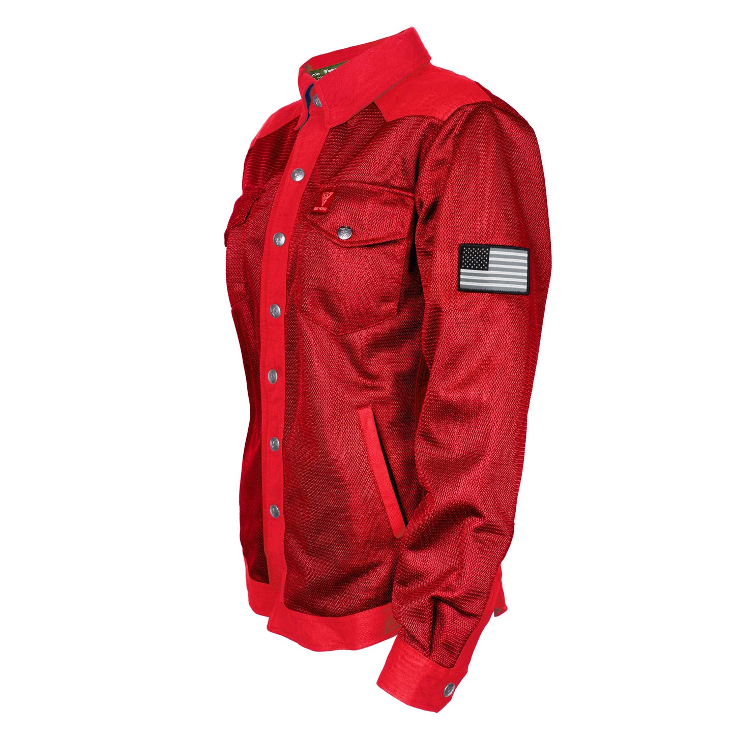 Protective Summer Mesh Shirt for Women - Red Solid with Pads