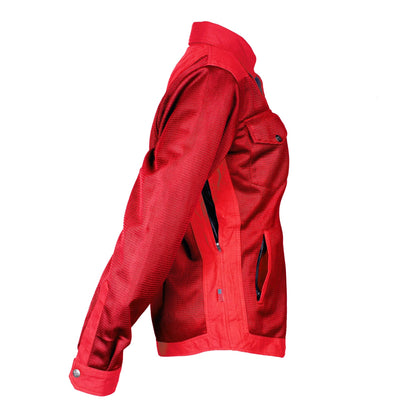 SALE Protective Summer Mesh Shirt for Women - Red Solid with Pads