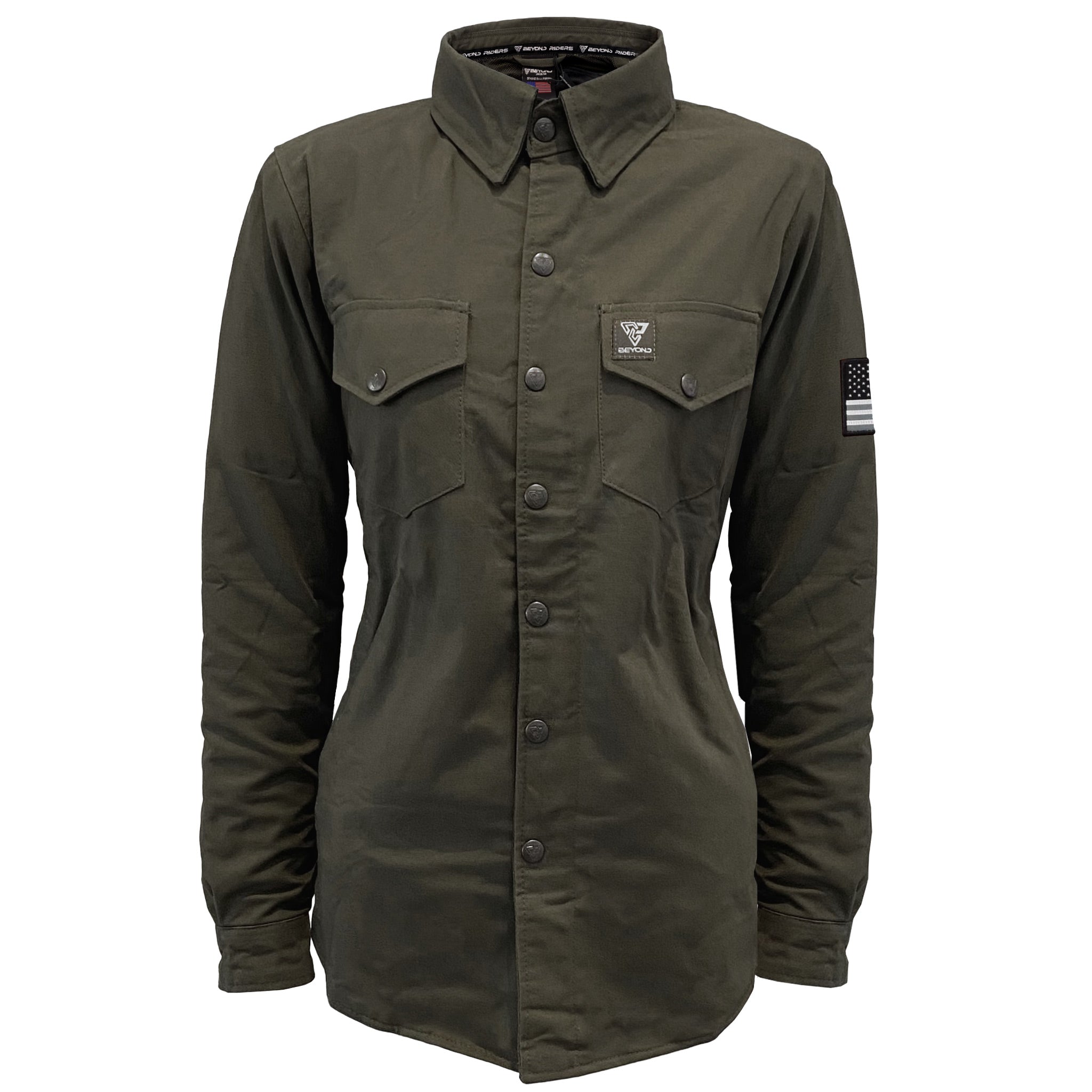Protective Canvas Jacket for Women - Army Green with Pads