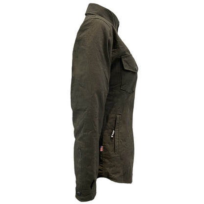 Protective Canvas Jacket for Women - Army Green with Pads