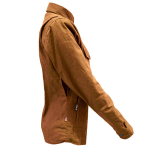 women's-canvas-light-brown-solid-jacket-on-the-right-side-with-raised-sleeve