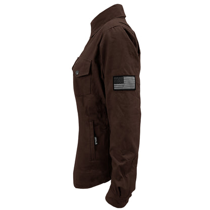 Protective Canvas Jacket for Women - Dark Brown with Pads