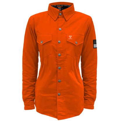Protective Canvas Jacket for Women - Orange with Pads