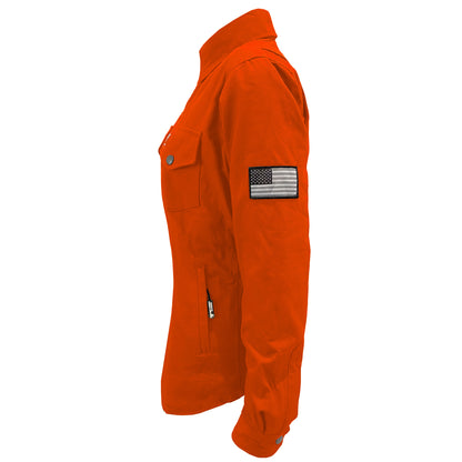 Protective Canvas Jacket for Women - Orange with Pads