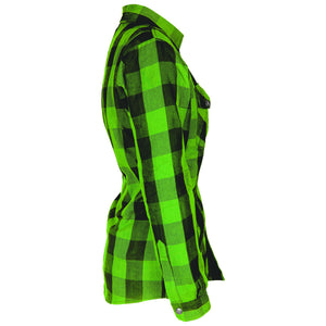 Protective Flannel Shirt for Women - Green Checkered with Pads