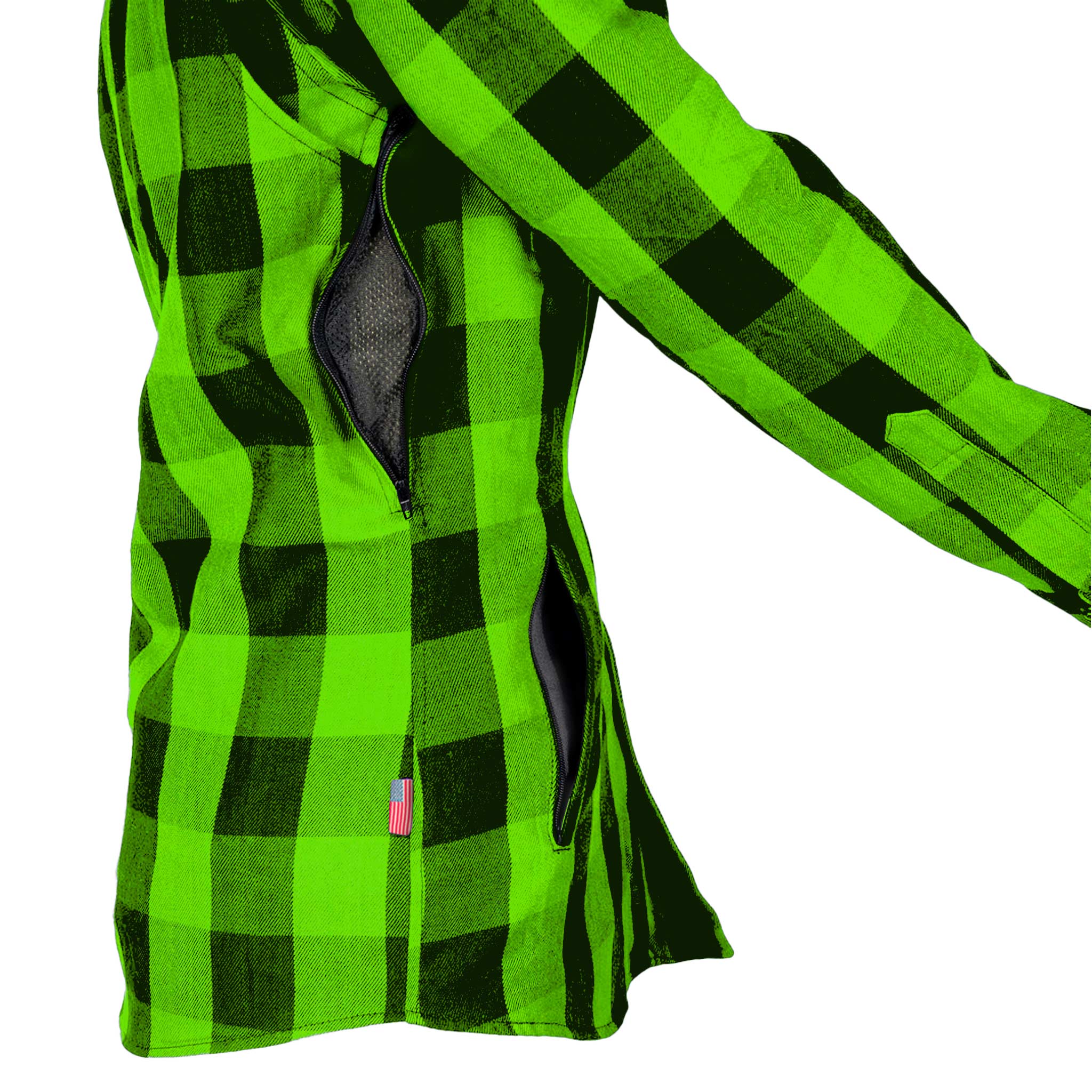 Protective Flannel Shirt for Women - Green Checkered with Pads