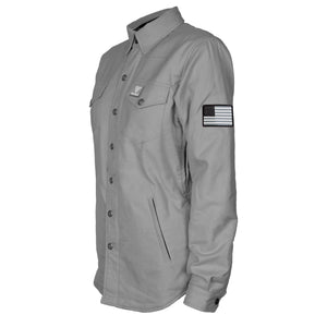 Protective Flannel Shirt for Women - Grey Solid with Pads
