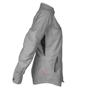 Protective Flannel Shirt for Women - Grey Solid with Pads