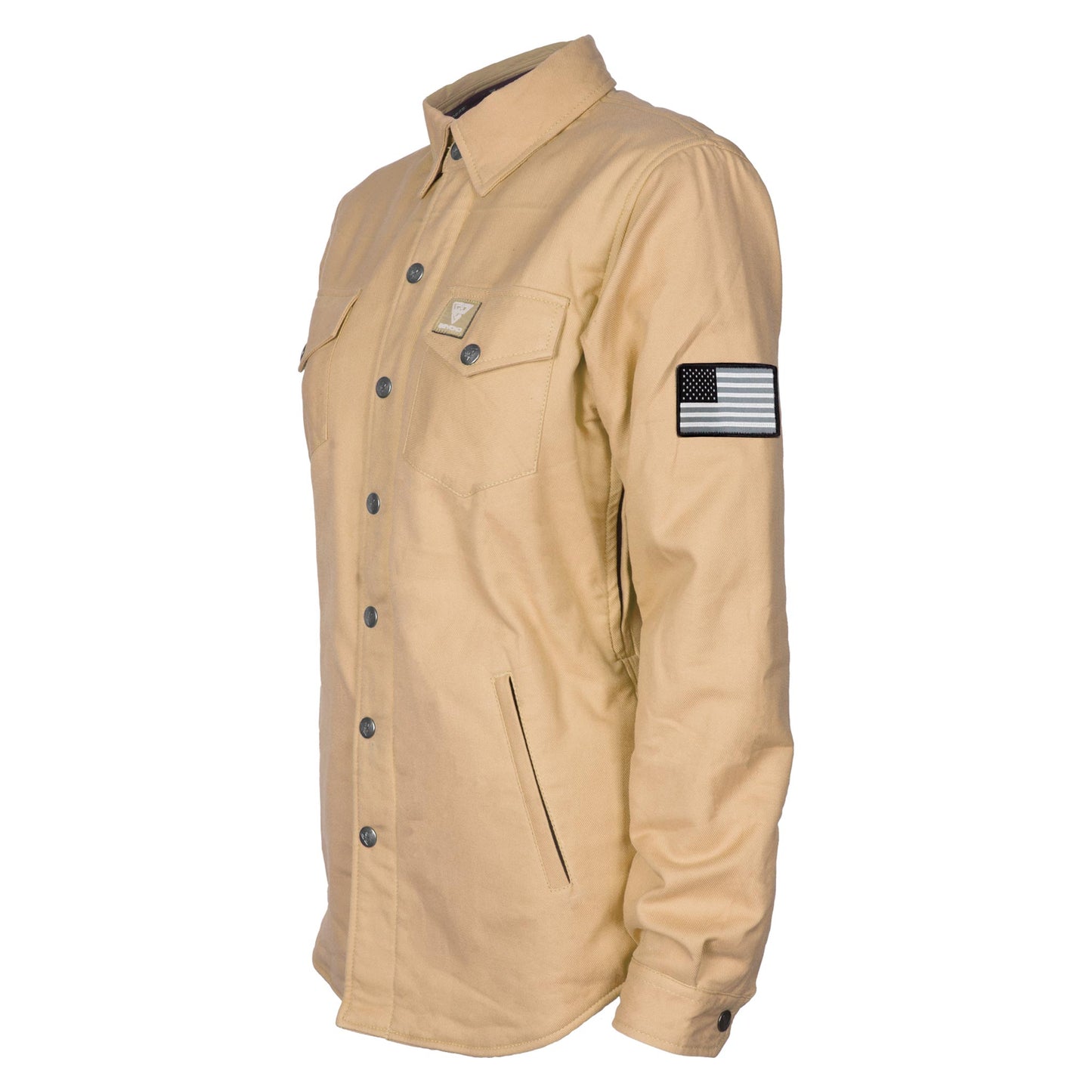 Protective Flannel Shirt for Women - Khaki Solid with Pads