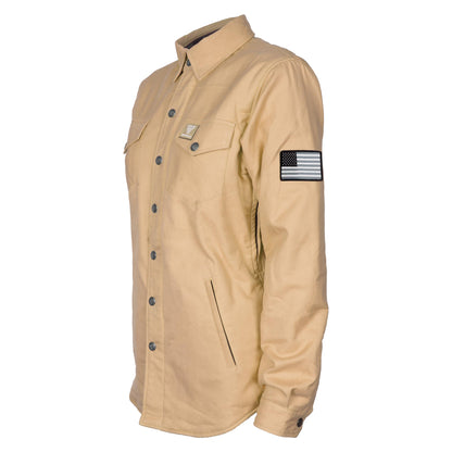 Protective Flannel Shirt for Women - Khaki Solid with Pads