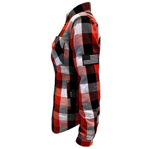 Protective Flannel Shirt for Women "American Dream"  - Red, Black, White Checkered with Pads