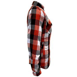 Protective Flannel Shirt for Women - Red, Black, White Checkered with Pads