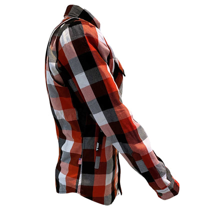 Protective Flannel Shirt for Women - Red Black White Checkered with Pads