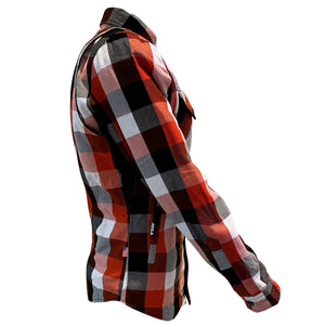 Protective Flannel Shirt for Women - Red, Black, White Checkered with Pads