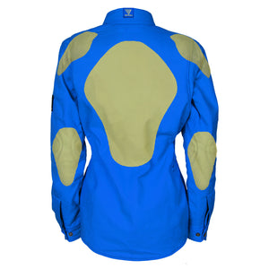 Protective Flannel Shirt for Women - Blue Solid with Pads