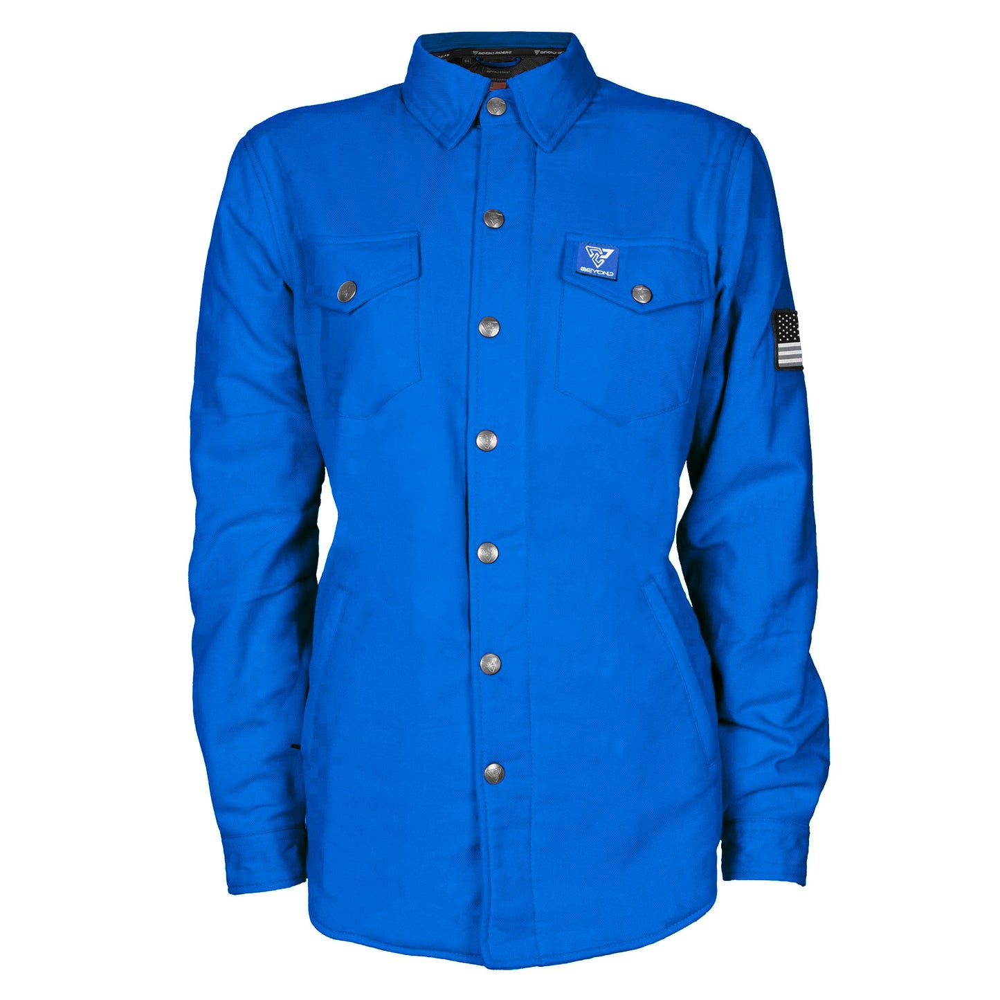 Protective Flannel Shirt for Women - Blue Solid with Pads