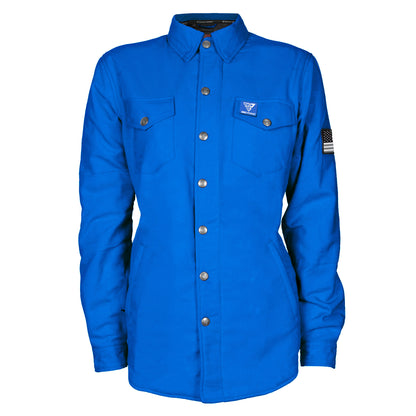 Protective Flannel Shirt for Women - Blue Solid with Pads