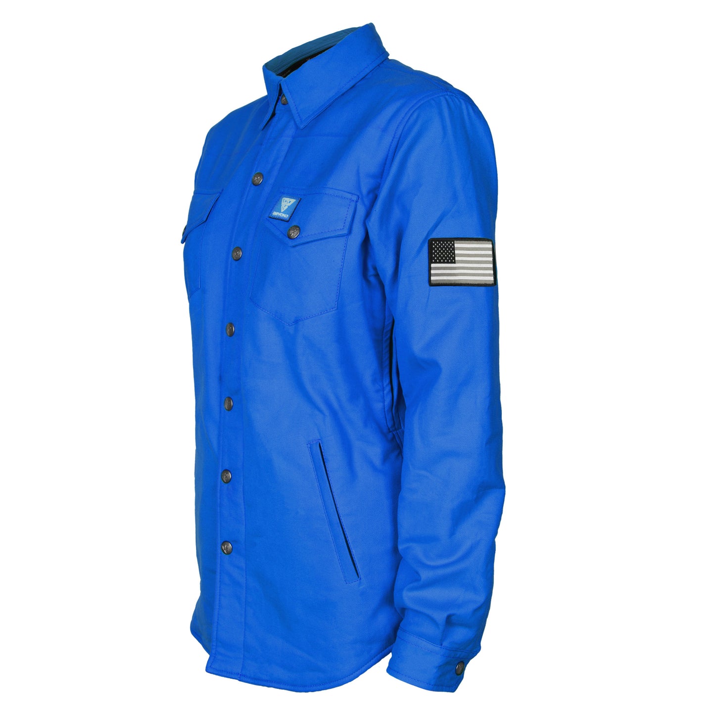 Protective Flannel Shirt for Women - Blue Solid with Pads