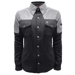 Flannel-Shirt-Reflective-Black-With-Silver-Inlays-For-Women-Front