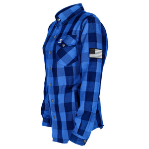 Protective Flannel Shirt for Women - Blue Checkered with Pads