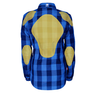 Protective Flannel Shirt for Women - Blue Checkered with Pads