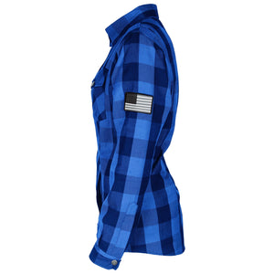 SALE Protective Flannel Shirt for Women - Blue Checkered with Pads