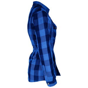 SALE Protective Flannel Shirt for Women - Blue Checkered with Pads