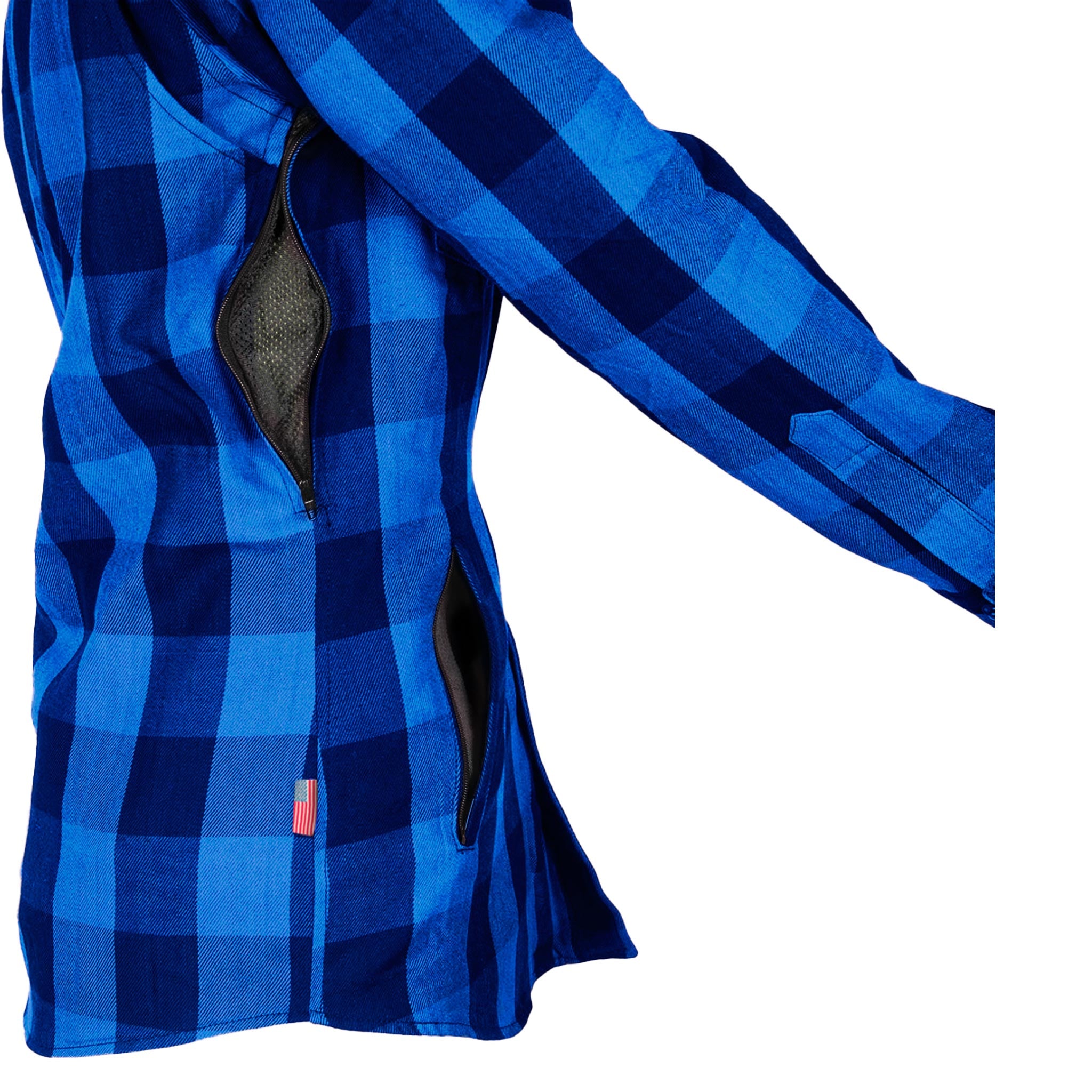 Protective Flannel Shirt for Women - Blue Checkered with Pads