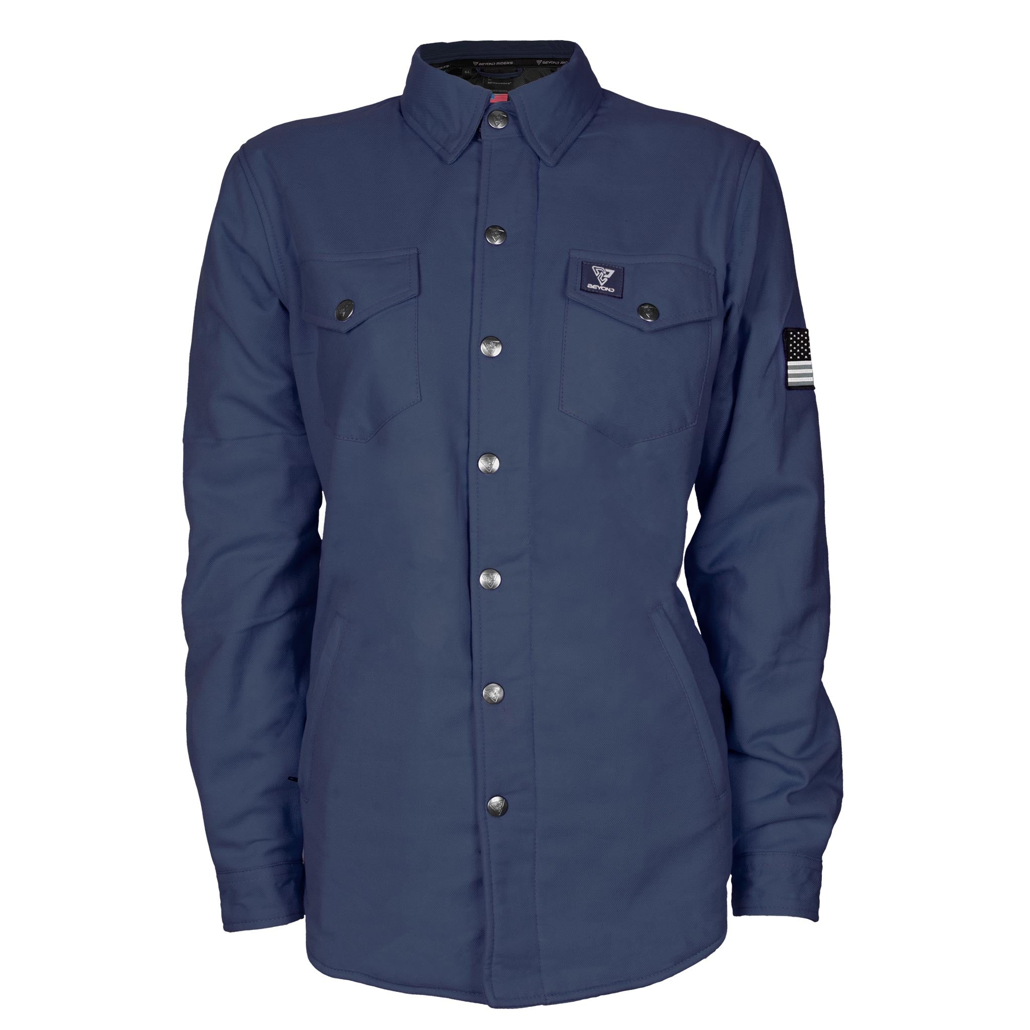Protective Flannel Shirt for Women -  Navy Blue Solid