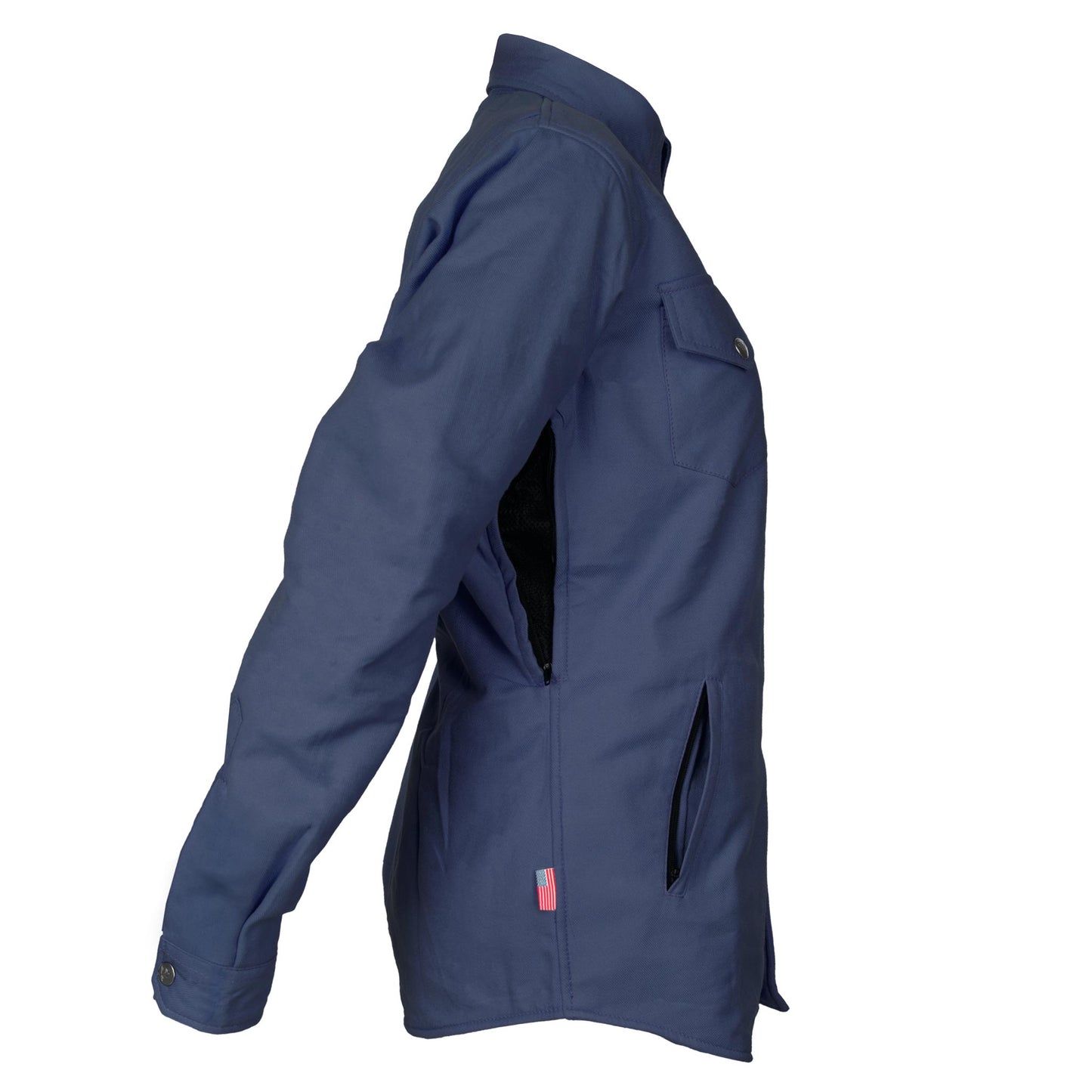 Protective Flannel Shirt for Women - Navy Blue Solid with Pads