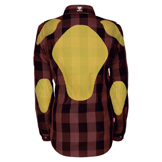 Protective Flannel Shirt for Women - Brown Checkered with Pads